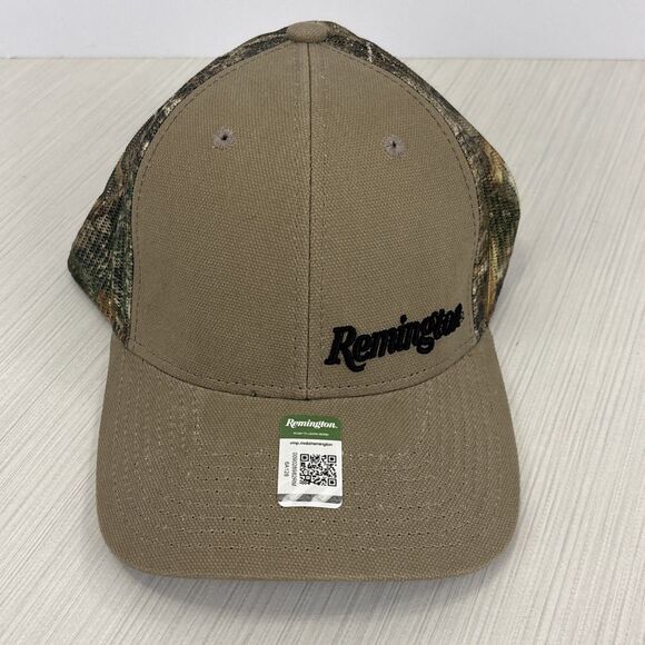 Remington Logo Hat Mens Beige Camo Vented Mesh SnapBack  Trucker Hat Cap NEW - Picture 1 of 7
